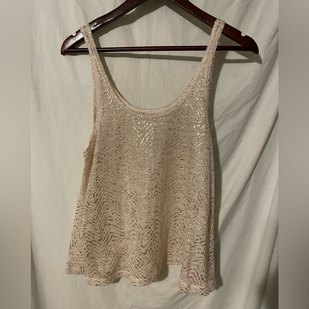 GOLD KNIT SHEER TANK TOP SIZE MEDIUM
